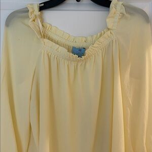 CeCe Soft Yellow Gathered Top